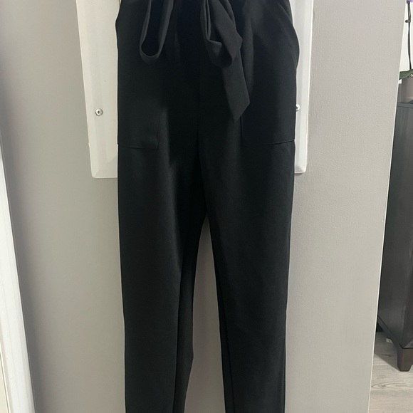 Black Trousers with Relaxed Fit and Drawstring Waist - Picture 1 of 1